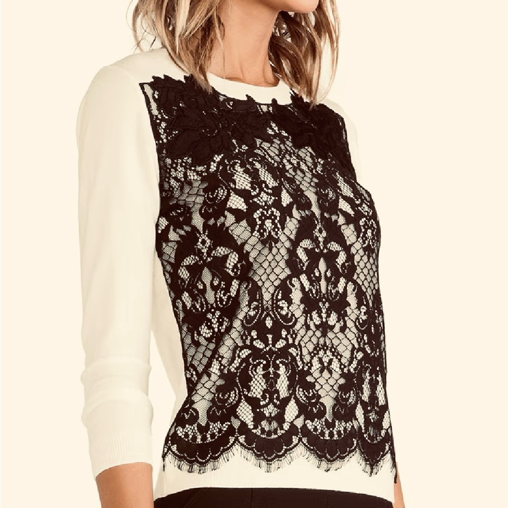 Diane Von Furstenberg Lace Pullover Sweater Size Small NWT - Picture 2 of 6